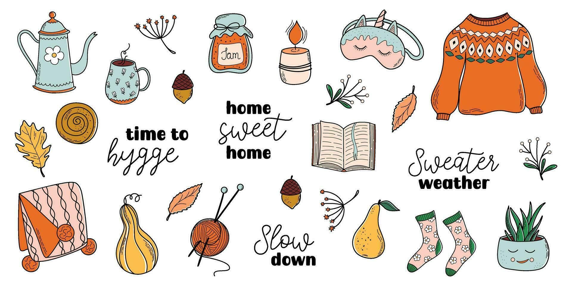 31569598 ensemble de confortable accueil theme vecteur illustration hygge concept de scandinave confort et confortable mode de vie mignonne l automne conception elements vectoriel